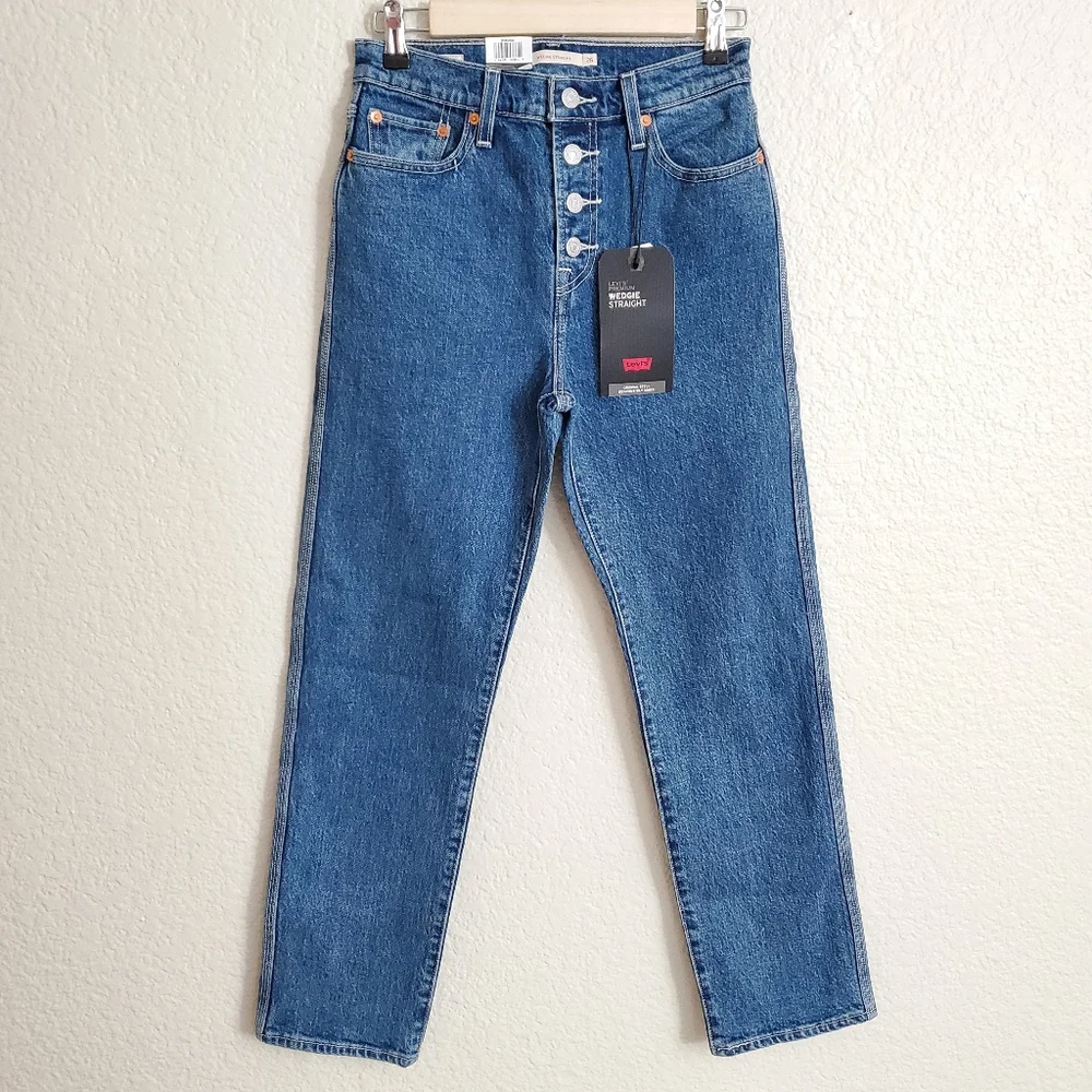 Levi's Premium Wedgie High Rise Straight Jeans Blue Size 24